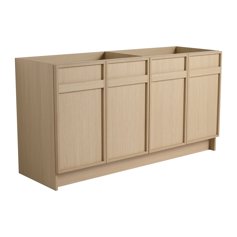 English Elm 60" Modern Freestanding Bathroom Vanity Cabinet with 4 Soft-Close Doors, Scratch & Water-Resistant Plywood Finish W999P239165