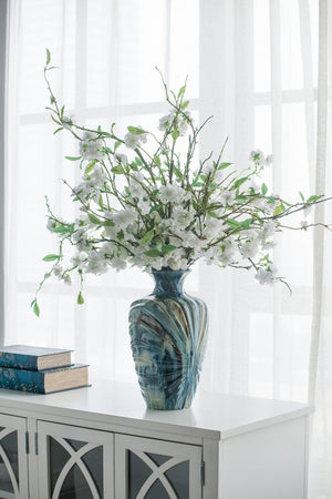 English Elm D8.7x15.5" Ceramic Floor Vase Reactive Glazed Artisan Finish for Mantel or Sideboard W2078P489201