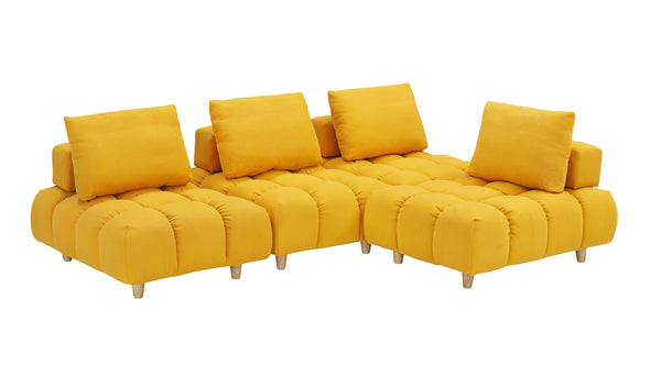 English Elm 120 Plush Teddy Sofa 120" Long Spacious 4-Seater with Solid Wood Frame, Spring Cushion Comfort Yellow W1658S00068