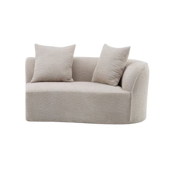 English Elm Christopher Knight Home® - 126" Curved Sectional Sofa In Almond Boucle - Modern Comfort For Stylish Living Spaces & Families N771P247830V_N771P247831V