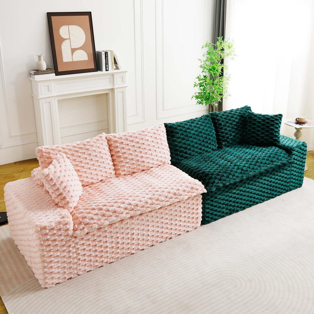 English Elm Luxury Color-Block Turtle Velvet Sofa – Versatile Modular Design For Cozy Living Room Comfort & Style W3371S00049