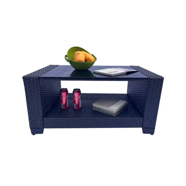 English Elm Outdoor Garden Patio Furniture Set - 7-Piece Cushioned Rattan Sofa & Coffee Table For Relaxation W213S00047-GIGA