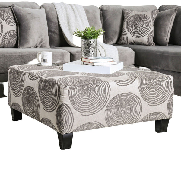 English Elm Transitional Gray Patterned Ottoman - Oversized Square Design For Versatile Seating & Decor Use B2741P356307-GIGA