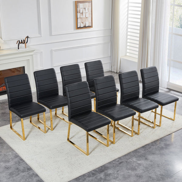 English Elm 6-pack Pu Leather Dining Chairs with Iron Frame and Thick Foam Cushion for Home or Office W2920S00103