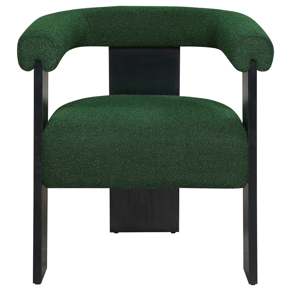 English Elm Slater Green Bouclé Upholstered Accent Chair with Dark Wood Frame, Plush Comfort and Timeless Texture B062P299951