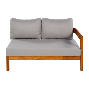 English Elm U_style Acacia Wood Outdoor L Shaped Corner Sofa Set with Arc Frame and Cushions Grey WY000481AAE