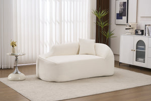 English Elm Ly-048 Sculpted Chenille Chaise Lounge Convertible Sleeper Sofa for Modern Living Spaces Milk White W2231P401698