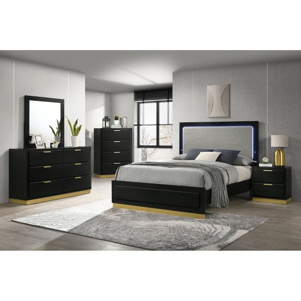 English Elm Sophia 5-Piece Eastern King Bedroom Set With Led Lighting, Plush Upholstered Headboard & Storage Solutions B062S01069-GIGA