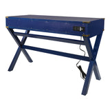 OSP Home Furnishings Wellington 46" Desk with Power Blue