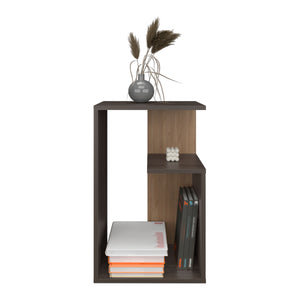 English Elm Side Table Sallis - Compact Macadamia Engineered Wood End Table with Open Shelf, Portable Design Brown B092P309189