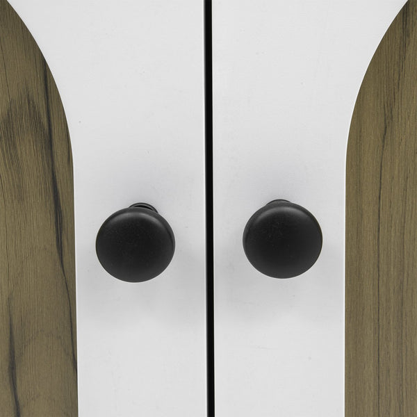 English Elm Multi-functional Hall Tree with Mdf Body Open Shelves Hooks and Scandinavian Two-tone Style White+Walnut SJ000158AAK