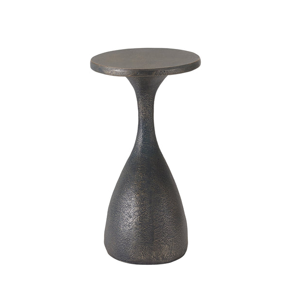 English Elm Outdoor Handcrafted Mgo Oval Side Table with Sculpted Base and Copper Artisan Finish N772P379525C