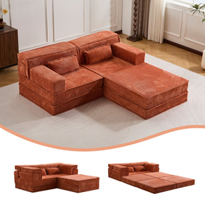 English Elm Compression Modular Sofa Bed - Cozy Convertible 2-Seater With Ottoman, No Assembly, Memory Foam Comfort W3723S00026