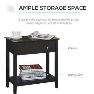 English Elm HOMCOM Narrow End Table with Flip-Top Storage Cabinet & Bottom Shelf, Retro Dark Coffee, Slim 23.5" W2225P217459