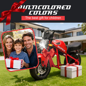 English Elm 24v300w Kids Electric Muscle Motorcycle with Dual Suspension Wide Eva Tires and Twist Throttle Red W1578P382503