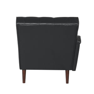 English Elm Chaise Lounge Chair Tufted Pu Leather Upholstered Accent Seat for Bedroom Living Room Black W680P415491