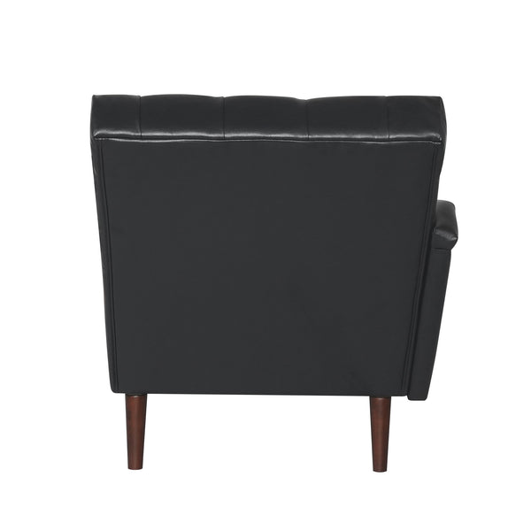 English Elm Chaise Lounge Chair Tufted Pu Leather Upholstered Accent Seat for Bedroom Living Room Black W680P415491