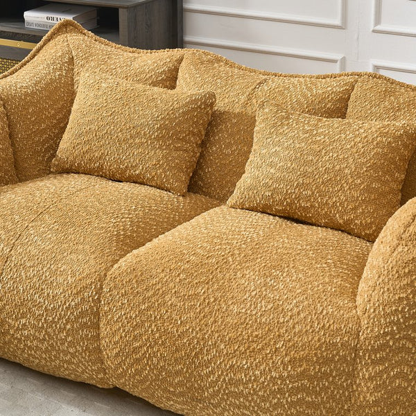 English Elm Soft Plush Foam Beanbag Chair for Two People, Square Recliner Sofa With Superfiber Comfort Embrace Yellow W1996P252272
