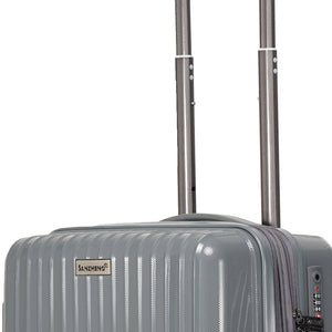 English Elm Luggage 3 Piece Pp Hard Shell Travel Set with Spinner Wheels Expandable Carry On Light Gray T3292P317019