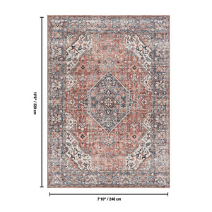 English Elm Majestic Medallion Area Rug Stain Resistant Polyester for Dining and Living Rooms B186P428883