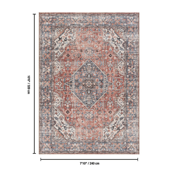 English Elm Majestic Medallion Area Rug Stain Resistant Polyester for Dining and Living Rooms B186P428883