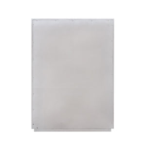 English Elm Unique Contemporary Chest with Cultured Stone Top, Reeded Panels, Silver Accents, Dovetail Drawers and Chrome Legs White Oak 22 L x 41 W x 56 H B2741P370872