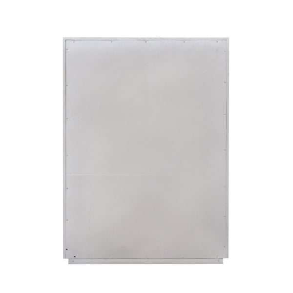 English Elm Unique Contemporary Chest with Cultured Stone Top, Reeded Panels, Silver Accents, Dovetail Drawers and Chrome Legs White Oak 22 L x 41 W x 56 H B2741P370872