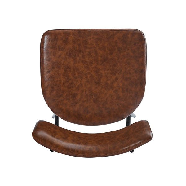 English Elm Christopher Knight Home® - 26''Retro Curved Back Swivel Counter Stools Set of 2 with Bowknot Footrest Smooth PU Leather Comfort Brown PU N780P199991B