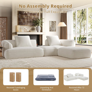 English Elm 122" L-shaped Sectional with Deep Chaise High Density Foam Low Profile Living Room Sofa Beige N767P371309W
