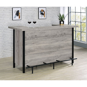 English Elm Menimen Industrial Grey Driftwood Freestanding Bar Unit with Two-Tier Prep Surface & Metal Frame B062P351438