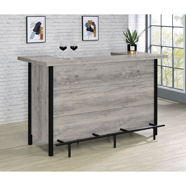 English Elm Menimen Industrial Grey Driftwood Freestanding Bar Unit with Two-Tier Prep Surface & Metal Frame B062P351438