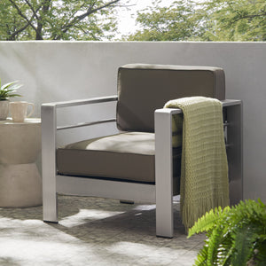 English Elm Cape Coral Outdoor Aluminum Club Chair with Thick Cushion for Patio Poolside Use N775P361606S
