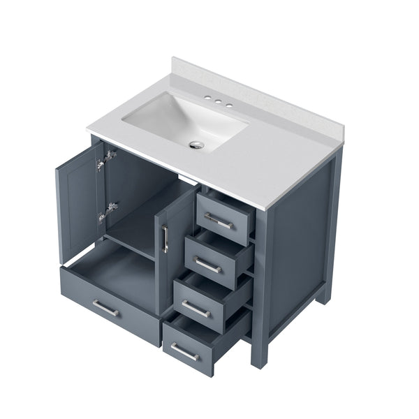 English Elm Dark Grey Bath Vanity 36" W X 22" D – Stylish Storage With Cultured Marble Top For Modern Bathrooms B2731P259033