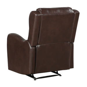 English Elm Brown Reclining Chair Durant Collection Faux Leather Recliner with Pull Tab, Solid Wood Frame, Cozy Comfort B011P294674