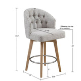 Madison Park Onyx Transitional Upholstered 360 Degree Swivel Counter Stool 26" H MP104-1181 Grey