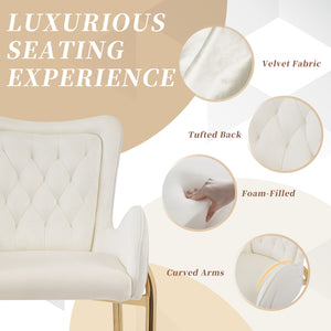 English Elm Christopher Knight Home® - 28.75inch Velvet Counter Height Stool Set of 2 with Tufted Back, Gold Frame & Foam Comfort, 265lb White N762P199823K