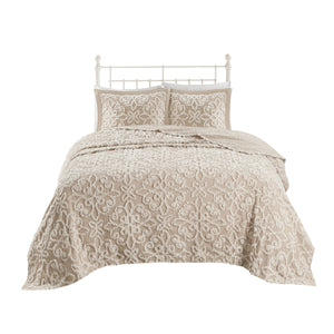 English Elm 3 Madison Park Sabrina Tufted Cotton Chenille Bedspread Set King/Cal King Oversized Floral Medallion Bedding, OEKO-TEX Certified for Safe, Lightweight Comfort taupe 16.14 L x 18.11 W x 5.12 H B035129060