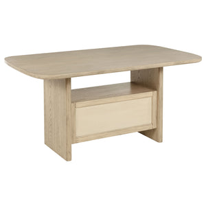 English Elm Kimpton Oak Veneer Counter Dining Set with Cane Chairs and Vitrine Cabinet B062S01824