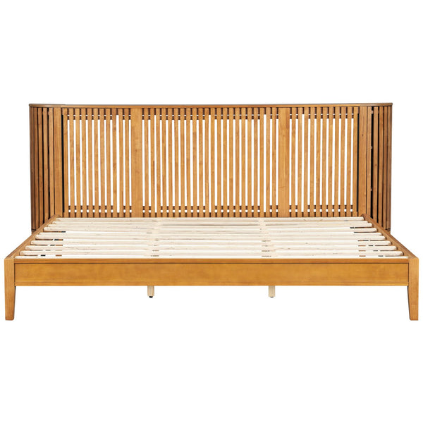 English Elm Christopher Knight Home® - King Solid Wood King Size Bed with Slat Headboard, Dual Side Storage & Display Shelves, Sturdy Comfort N758K532021N