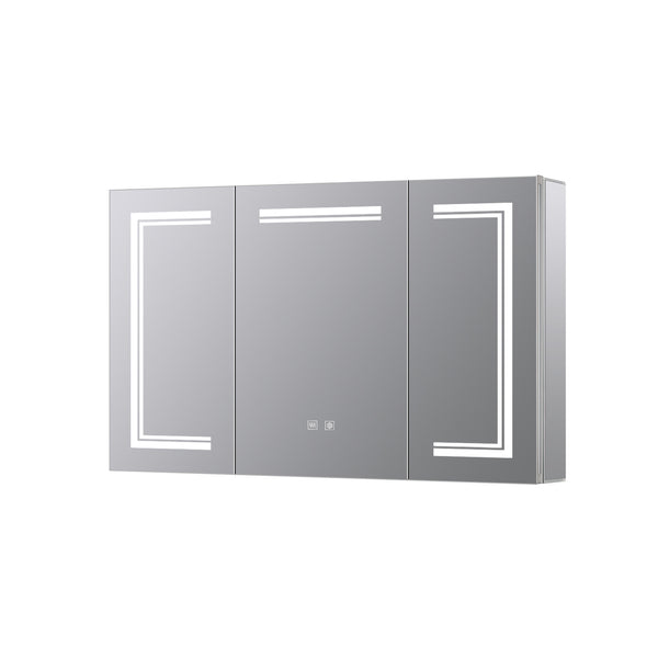 English Elm Mesa Triple Door Led Medicine Cabinet with Defogger Aluminum Frame Bathroom Storage B2731P478365