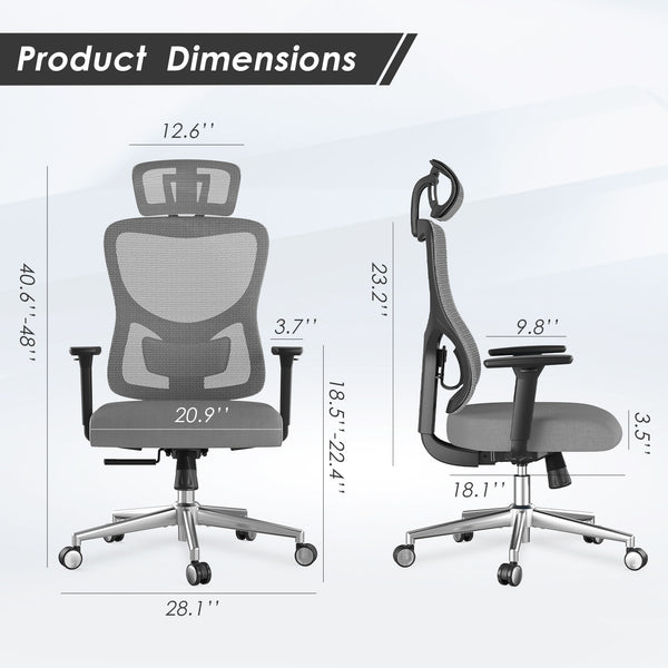 English Elm Ergonomic Office Chair – Adjustable Mesh Desk Chair With Lumbar Support, 3D Armrests & Headrest T3623P380844