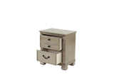 English Elm Classic Bedroom Formal Nightstand Antique Silver Finish 2-Drawers 1 Piece Bedside Table Plywood Furniture