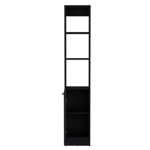 English Elm Linen tall storage cabinet with single door and 6 adjustable shelves, sleek handle and modern finish Black 46 L x 18.8 W x 5.11 H B097P199754