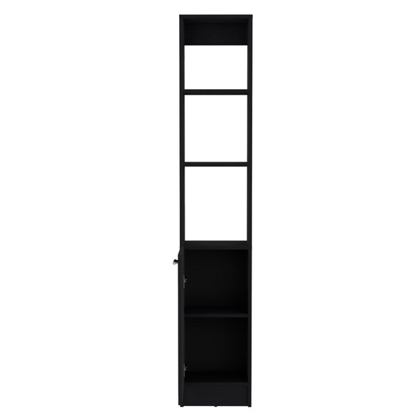 English Elm Linen tall storage cabinet with single door and 6 adjustable shelves, sleek handle and modern finish Black 46 L x 18.8 W x 5.11 H B097P199754