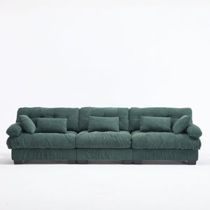English Elm Modular Cloud Sectional Sofa Flannelette Deep Seat Couch for Living Room with Pillows Green W2120S00031