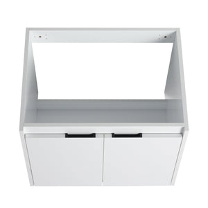 English Elm 24" Wall-Mounted Bathroom Vanity with Resin Sink, 2 Soft-Close Doors, Glossy White, Space-Saving Design W999P312081