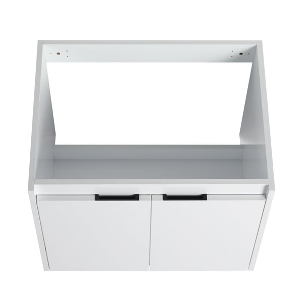 English Elm 24" Wall-Mounted Bathroom Vanity with Resin Sink, 2 Soft-Close Doors, Glossy White, Space-Saving Design W999P312081