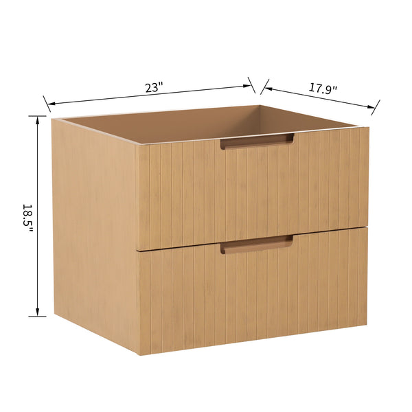 English Elm HK2301-24-YE Modern 24" Floating Bathroom Vanity Cabinet - Wall-Mounted Space-Saving Sink Unit, Durable W1550P168201