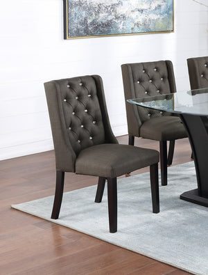 English Elm Modern Fabric Tufted Dining Chairs Set of 2, Ash Black Wingback Accent Seats, Rubberwood & MDF, 20"H Seat Durable Upholstery Comfort Stylish Design B011P194025