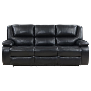 English Elm Elodie Motion Reclining Sofa In Black Faux Leather – Modern Comfort With Dual Recliners & Chic Design B062P354074